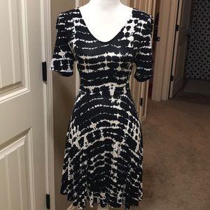 Black & cream skater style paint splashed dress